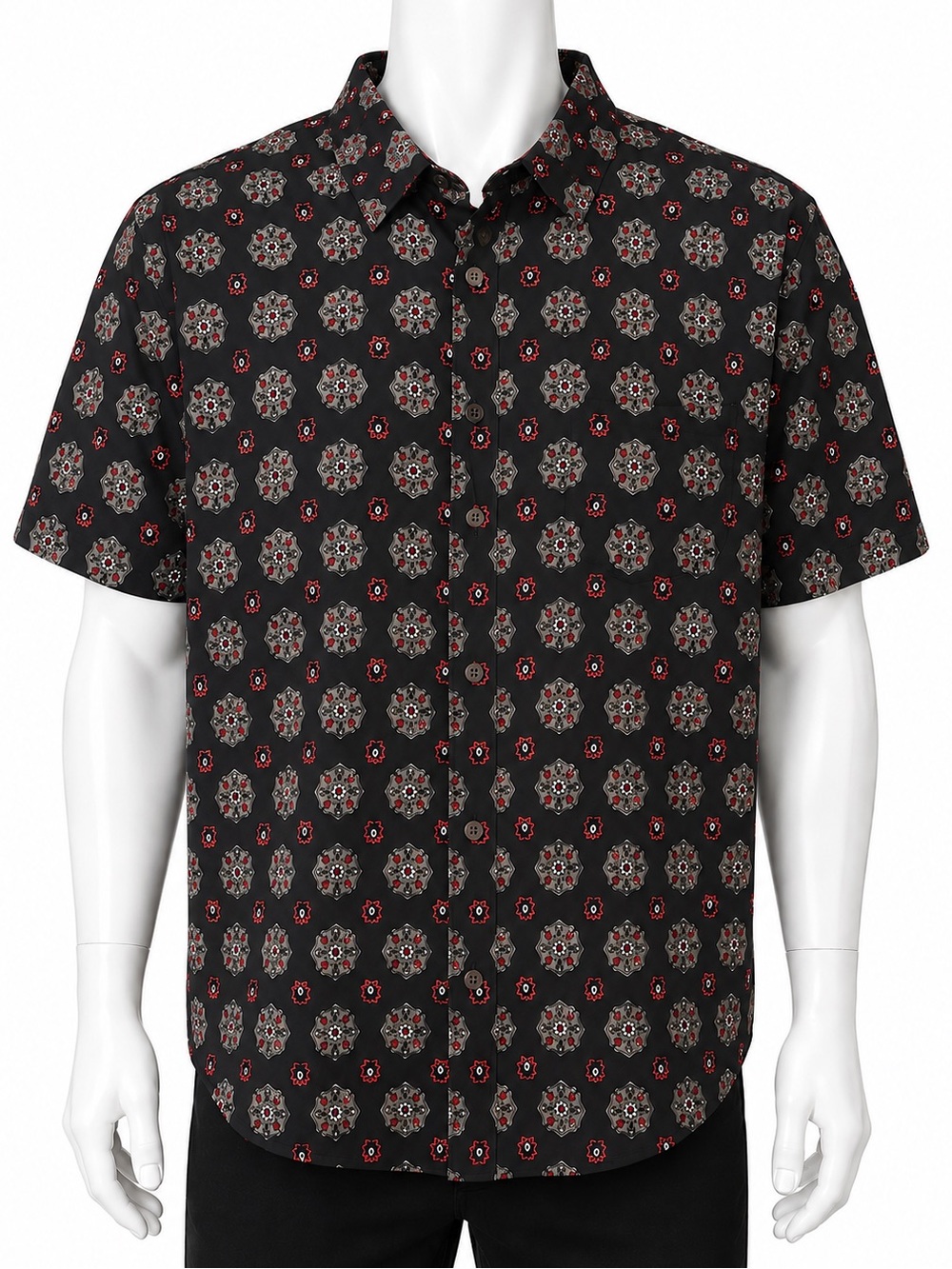 Captain Fin Men’s XXL Black Floral Print Short Sleeve Button Up Shirt NWOT